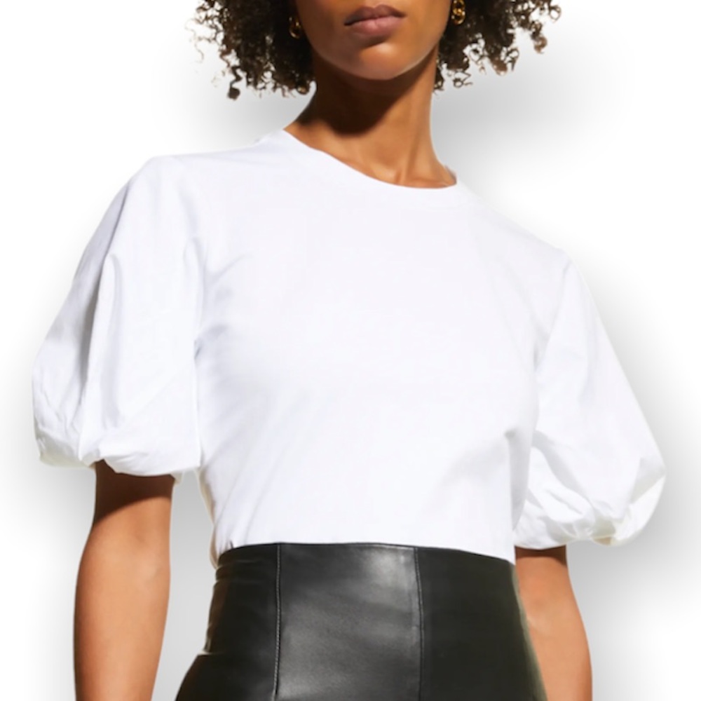 Milly Monica Jersey Poplin Combo Tee - Picture 2 of 14